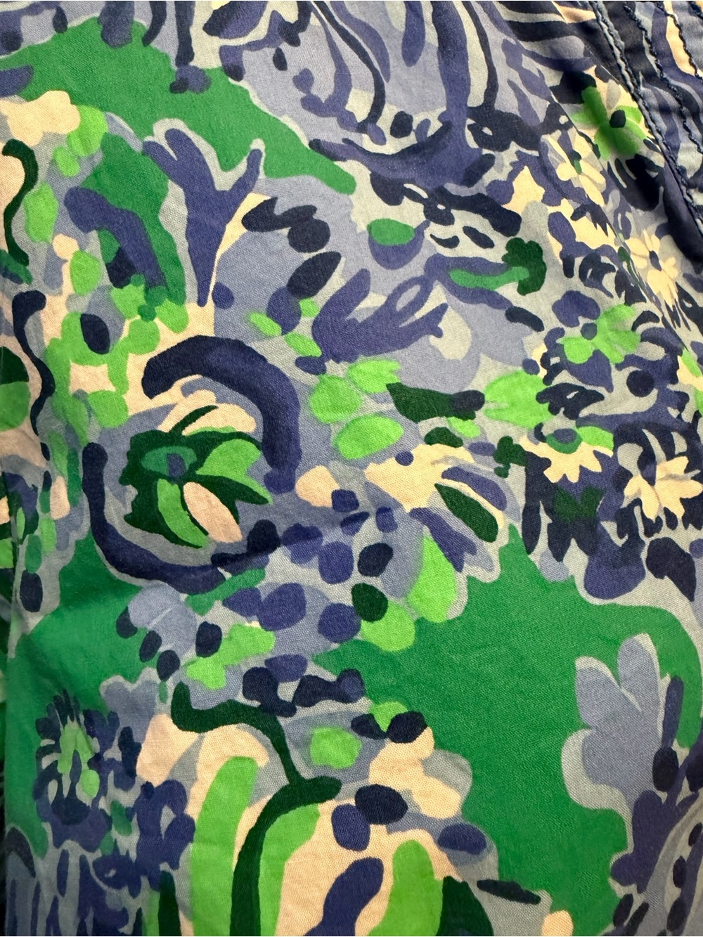 Lilly Pulitzer Floral V-Neck Long-Sleeve Blouse in Blue and Green - Picture 3 of 5